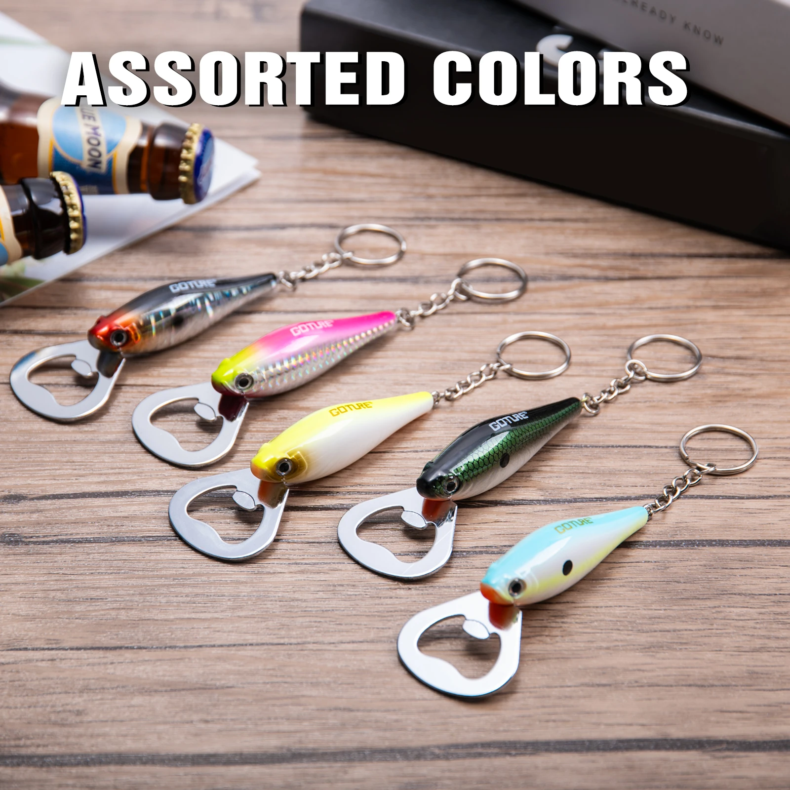 Fishing Lure Making Kit - Goture 1 ชิ้นตกปลา Lure ที่เปิดขวดเหล็กคาร์บอนปลารูปแบบอุปกรณ์ตกปลาสําหรับเบียร์ Dining