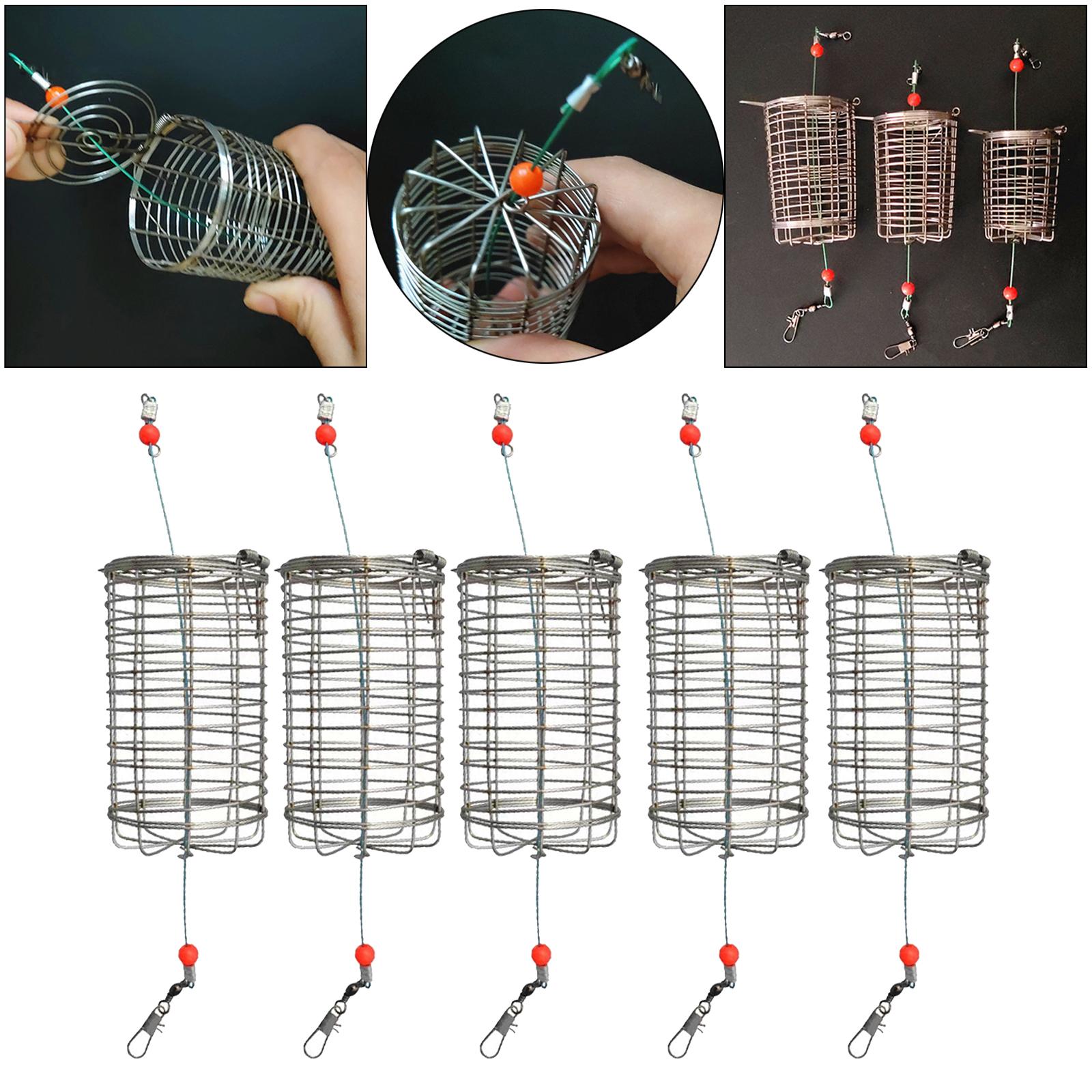 Fishing Lure Topwater - 5x Solid ตกปลา Feeder CAGE กับดักตะกร้าคอนเทนเนอร์ปลาคาร์พ