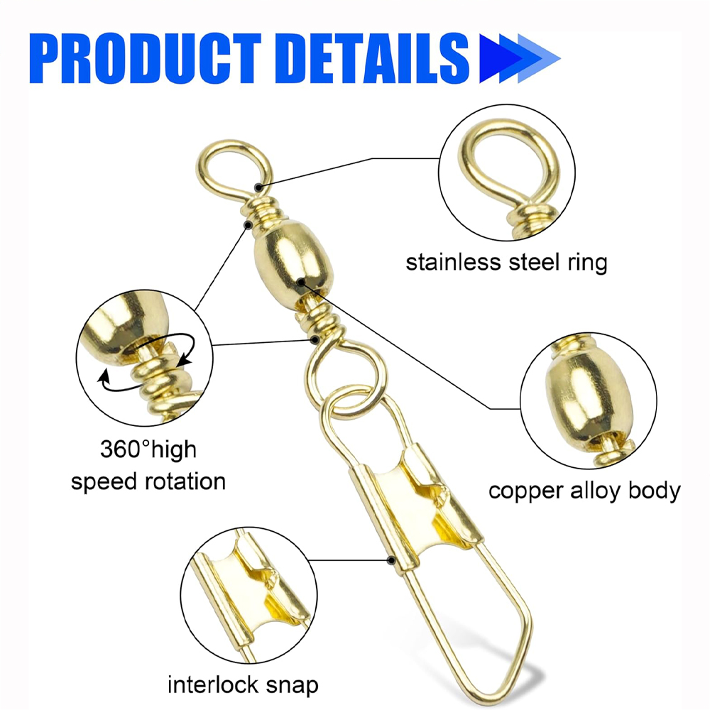 50ชิ้นเดือยตกปลาทองพร้อมตะขอตก - Fishing Lure Accessories บทวิจารณ์และราคา