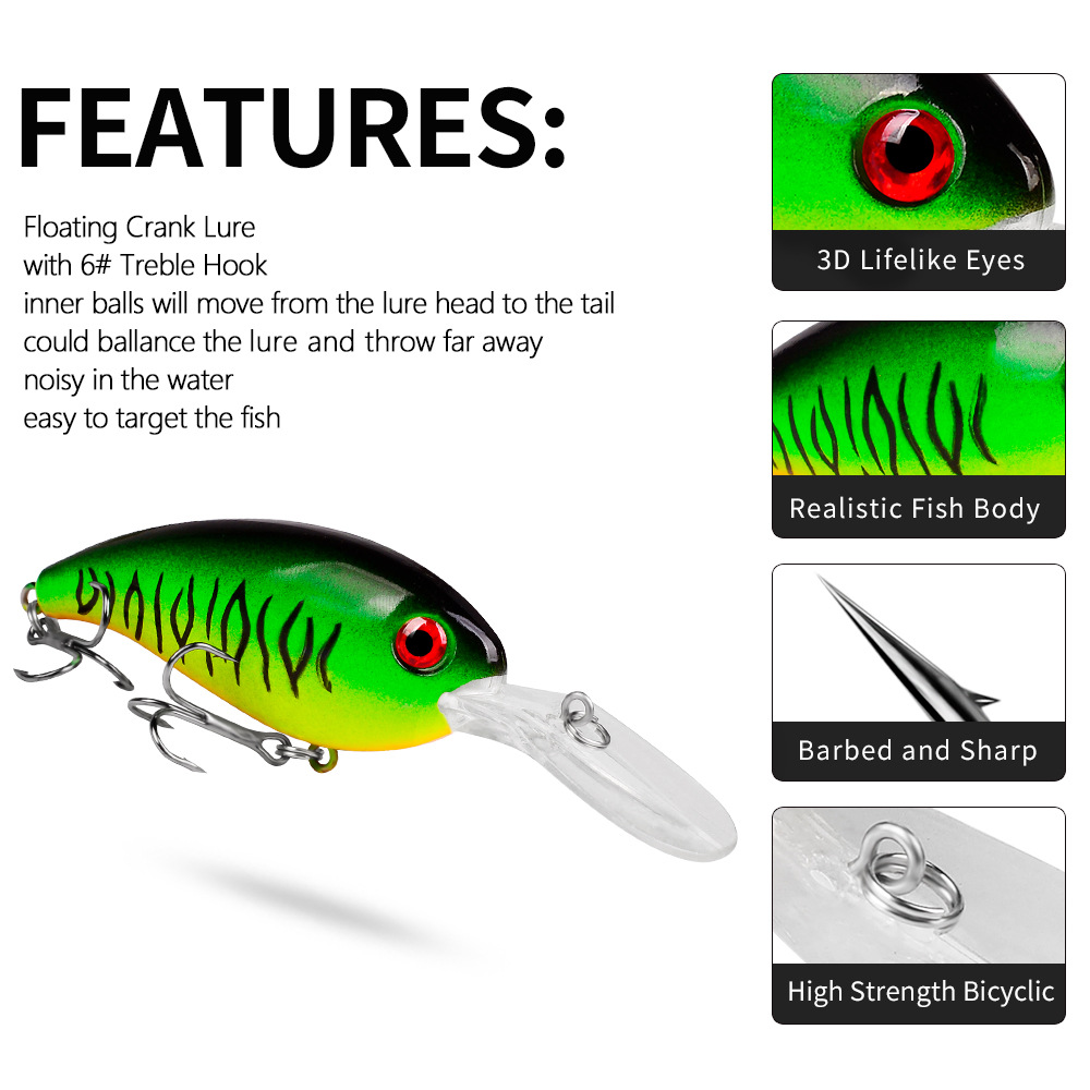 1Pcs Crankbait เหยื่อตกปลาทะเล - Fishing Lure Crankbait บทวิจารณ์และราคา