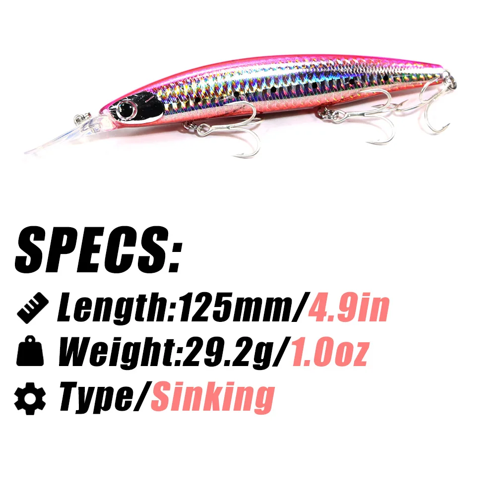 B & U 125mm Sinking Minnow เหย - Fishing Lure Jerkbait บทวิจารณ์และราคา